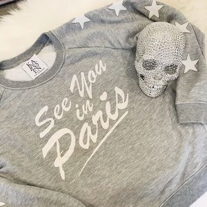 Zoe Karssen- See you in Paris, leather stars sweatshirt